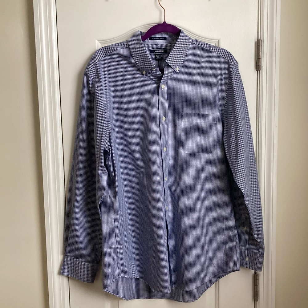 Men's Slim Fit Pattern No Iron Supima Pinpoint Buttondown Collar Dress Shirt